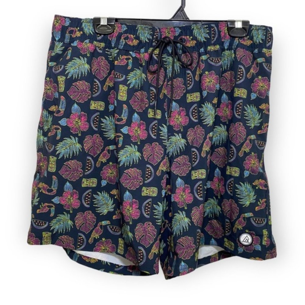 Ripzone Tropical Print Drawstring Mesh lining Swim Shorts Size XL -L